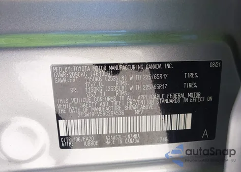 2024 Toyota Rav4 Xle from USA, damaged, VIN 2T3W1RFV5RC294536